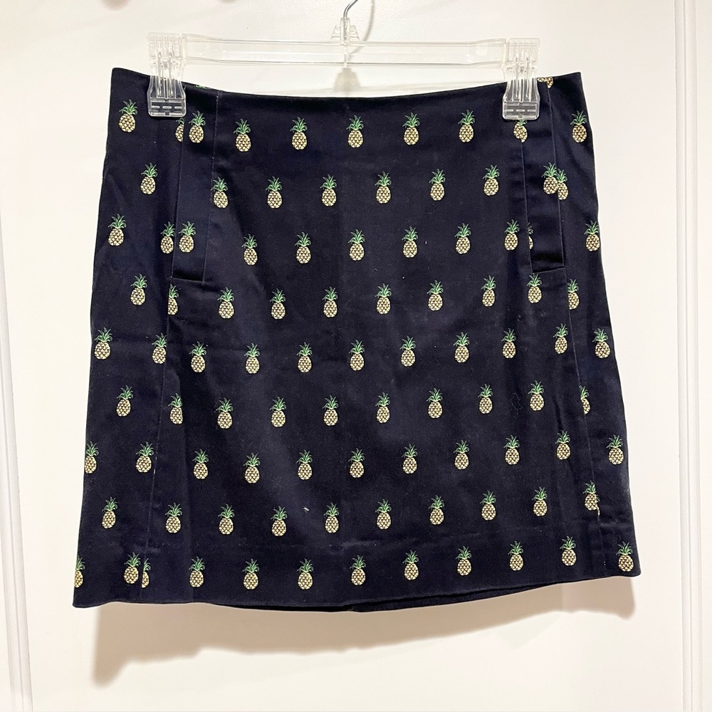 J. Crew Navy Pineapple Print Mini Skirt 0